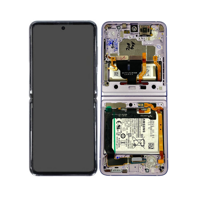 Samsung Galaxy Z Flip 3 - Original Pulled OLED Assembly with frame - Lavender (B Grade)