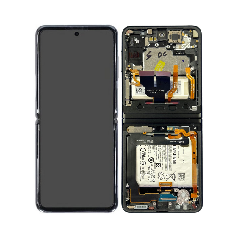 Samsung Galaxy Z Flip 3 - Original Pulled OLED Assembly with frame - Phantom Black (A Grade)