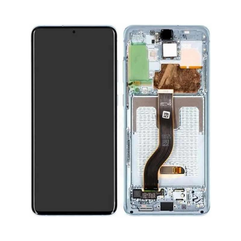 Samsung Galaxy S20 Plus 5G - OLED Screen Assembly with Frame Cloud Blue (Service Pack)