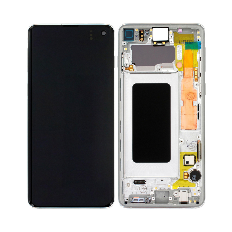 Samsung Galaxy S10 - OLED Assembly with Frame (Compatible with all carriers) Prism White (Glass Change)