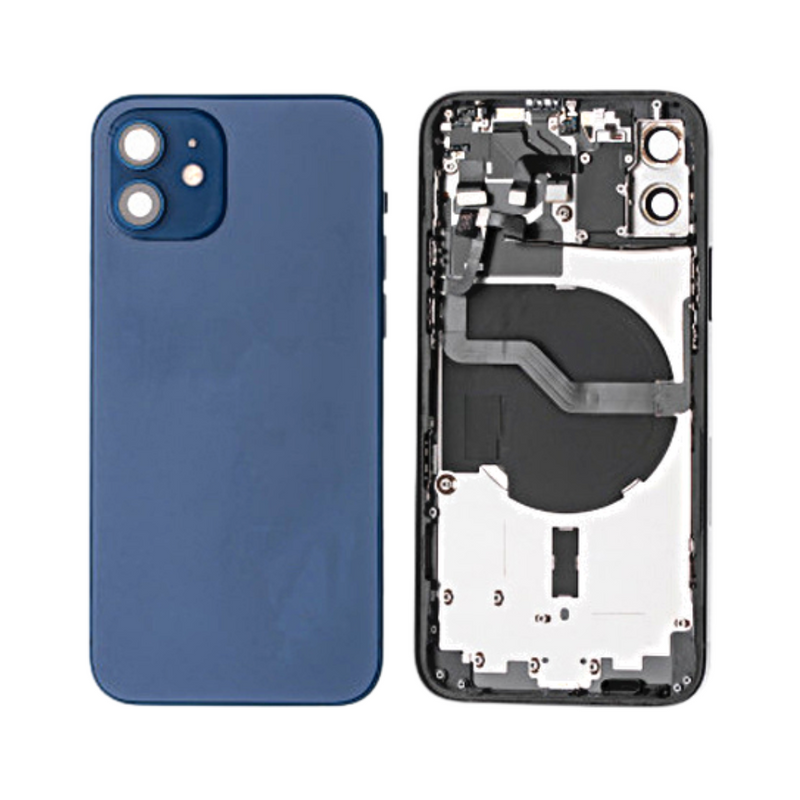 OEM Pulled iPhone 12 Housing (B Grade) with Small Parts Installed - Blue (with logo)