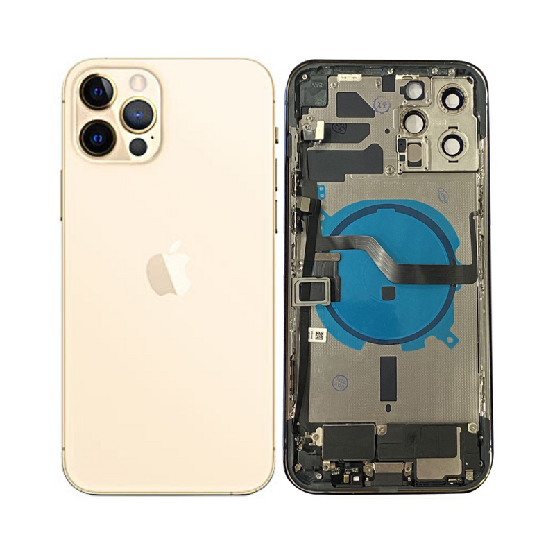 OEM Pulled iPhone 12 Pro Max Housing (B Grade) with Small Parts Installed - Gold (with logo)