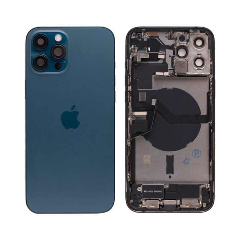 OEM Pulled iPhone 12 Pro Housing (B Grade) with Small Parts Installed - Pacific Blue (with logo)