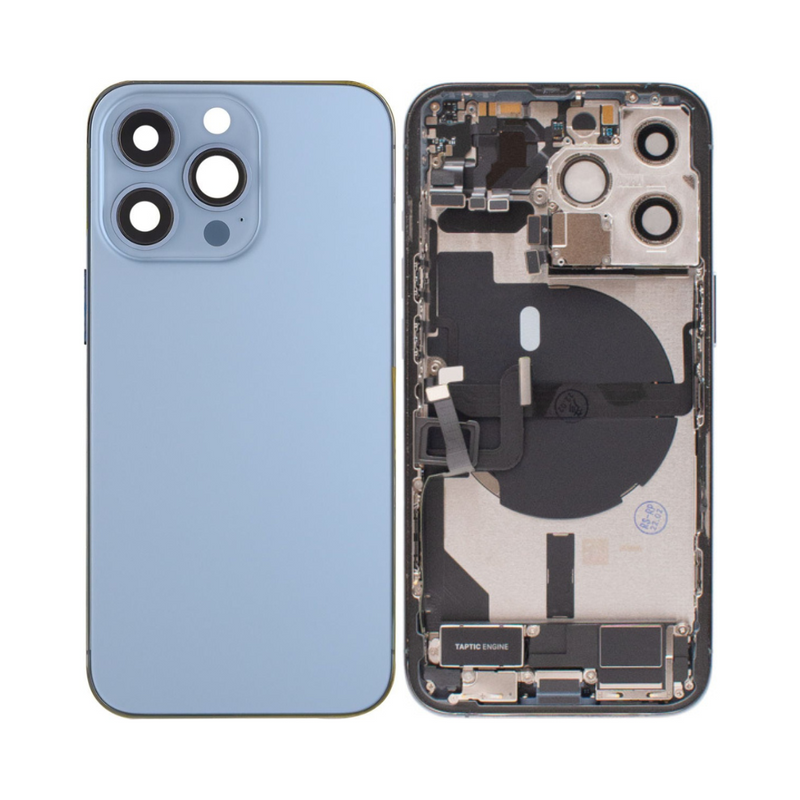 OEM Pulled iPhone 13 Pro Housing (A Grade) with Small Parts Installed - Sierra Blue (with logo)