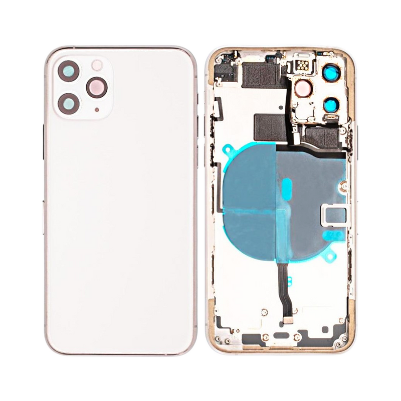 OEM Pulled iPhone 11 Pro Max Housing (A Grade) with Small Parts Installed - Silver (with logo)