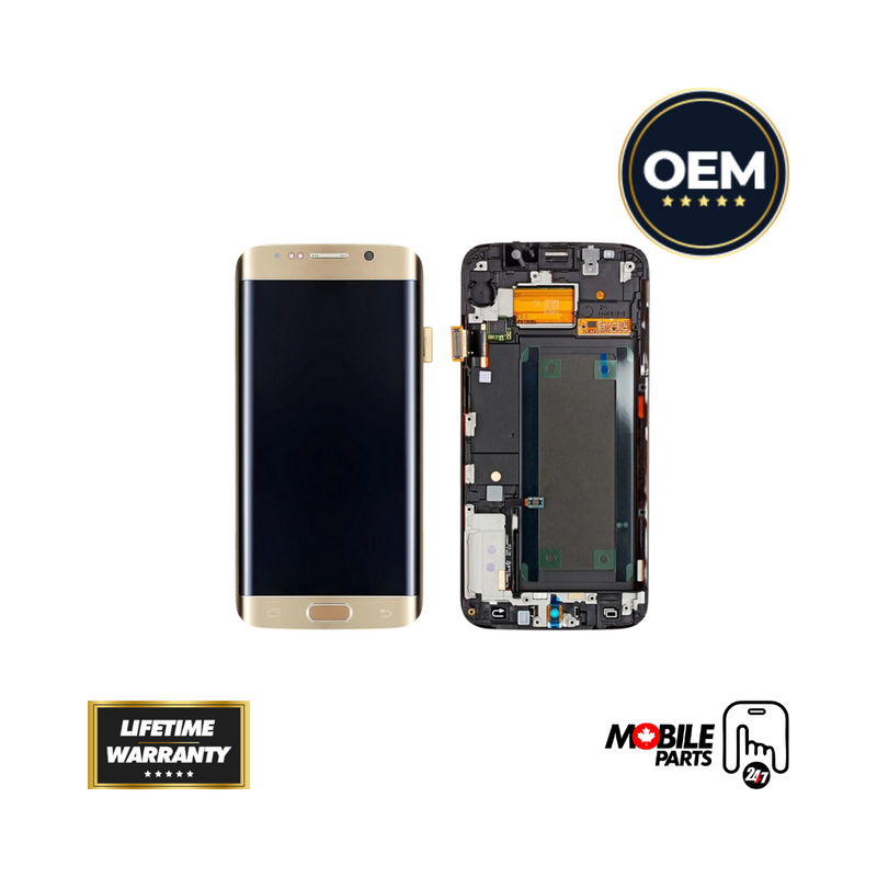 Samsung Galaxy S6 Edge - OLED Assembly with Frame (Compatible with all carriers) Gold Platinum (Glass Change)