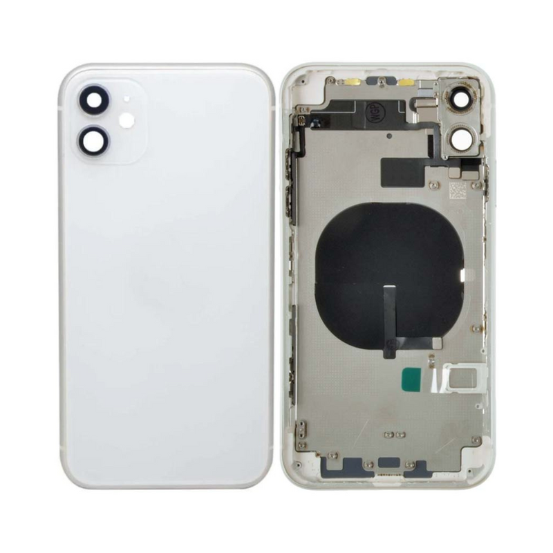 OEM Pulled iPhone 11 Housing (B Grade) with Small Parts Installed - White (with logo)