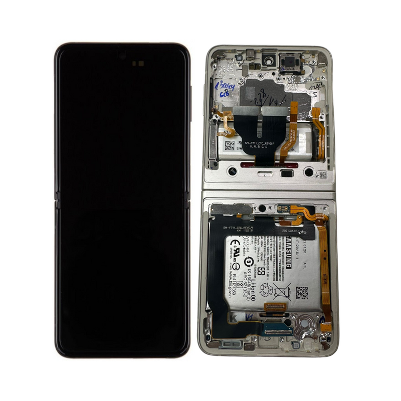 Samsung Galaxy Z Flip 3 - OLED Assembly with Frame Cream (Service Pack)