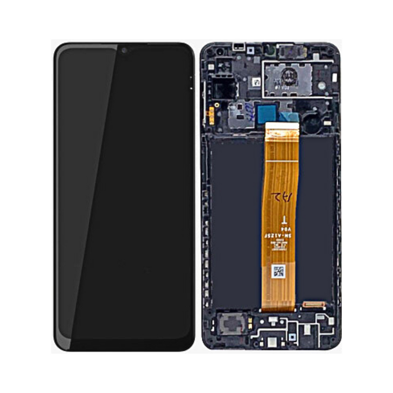 Samsung Galaxy A12 - OLED Screen Assembly with Frame Black (Service Pack)