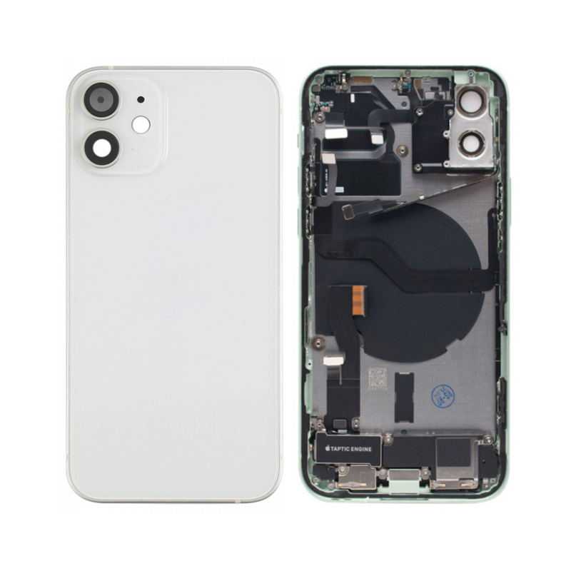 OEM Pulled iPhone 12  Housing (B Grade) with Small Parts Installed - White (with logo)