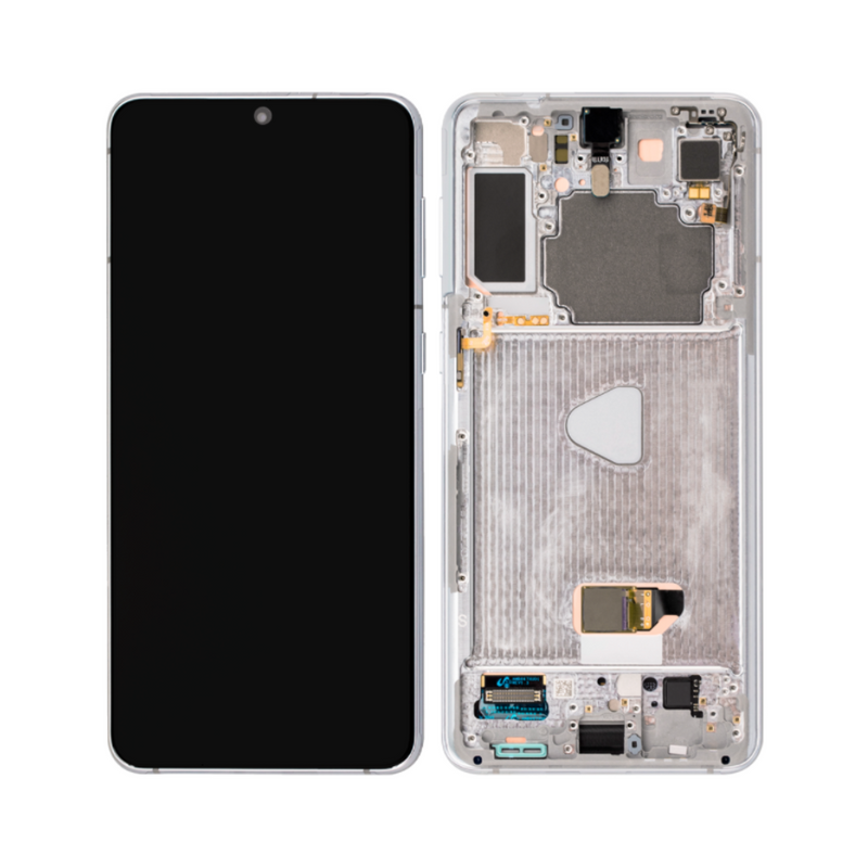 Samsung Galaxy S21 - OLED Assembly with frame Phantom White (Glass Change)